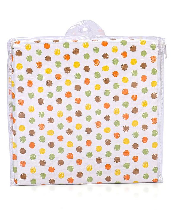 Babyhug Premium 100% Cotton Fitted Crib Sheet Polka Dots Large - Multicolor| Gentle on Babies Skin| Cozy Sleeping Environment| Versatile Use| 100% Cotton| Elastic Borders| Machine Washable