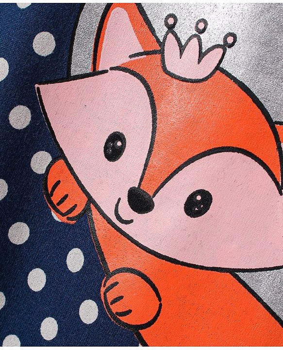 Babyhug Full Sleeves Sweatshirt With Frill Detailing Fox Graphics - Limoges Aop
