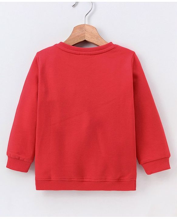 Babyhug Full Sleeves Sweatshirts Snowman Print - Red