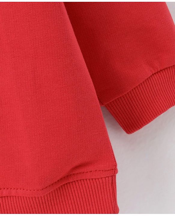 Babyhug Full Sleeves Sweatshirts Snowman Print - Red