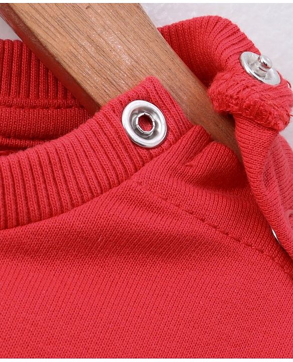 Babyhug Full Sleeves Sweatshirts Snowman Print - Red
