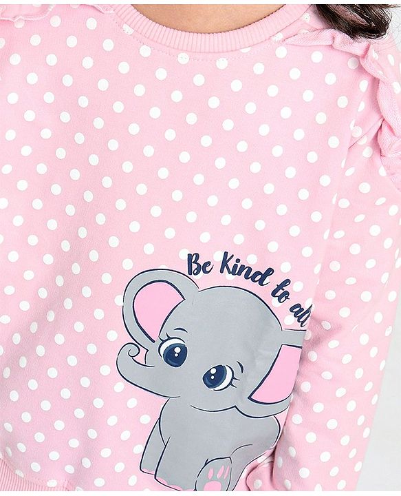 Babyhug Full Sleeves Sweatshirt With Elephant Graphics - Pink