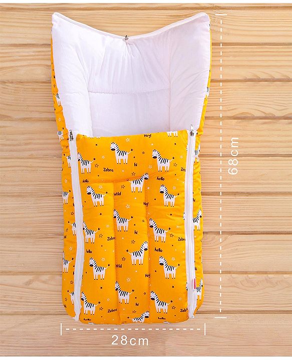 Babyhug 100% Cotton Sleeping Bag cum Carry Nest Zebra Print - Orange