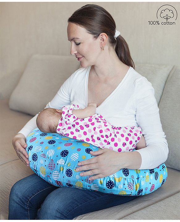 Babyhug 100% Cotton Feeding Pillow Circle Print - Blue