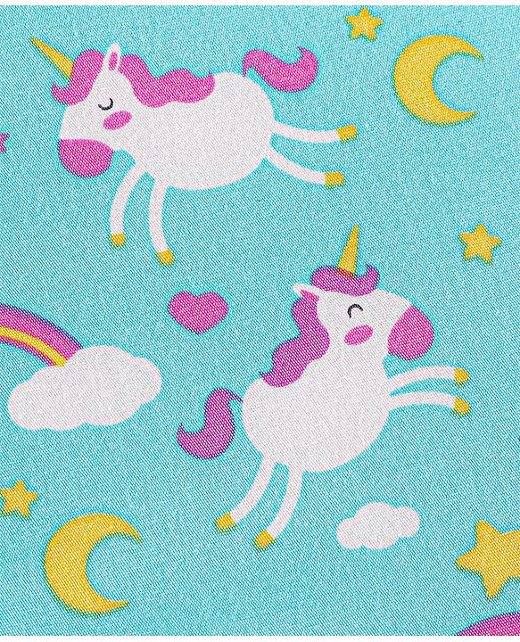 Babyhug Cotton Feeding Pillow With Belt Unicorn Print - Blue