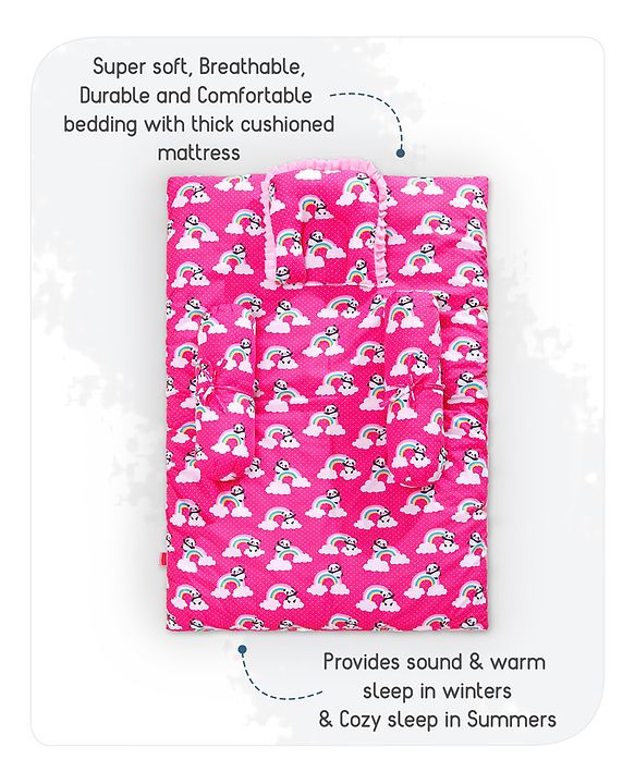 Babyhug 100% Cotton Bedding Set - Pink