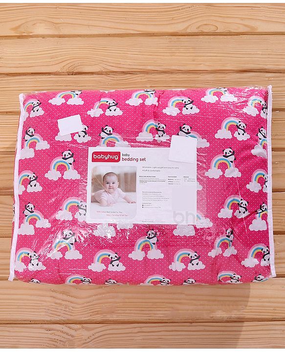 Babyhug 100% Cotton Bedding Set - Pink