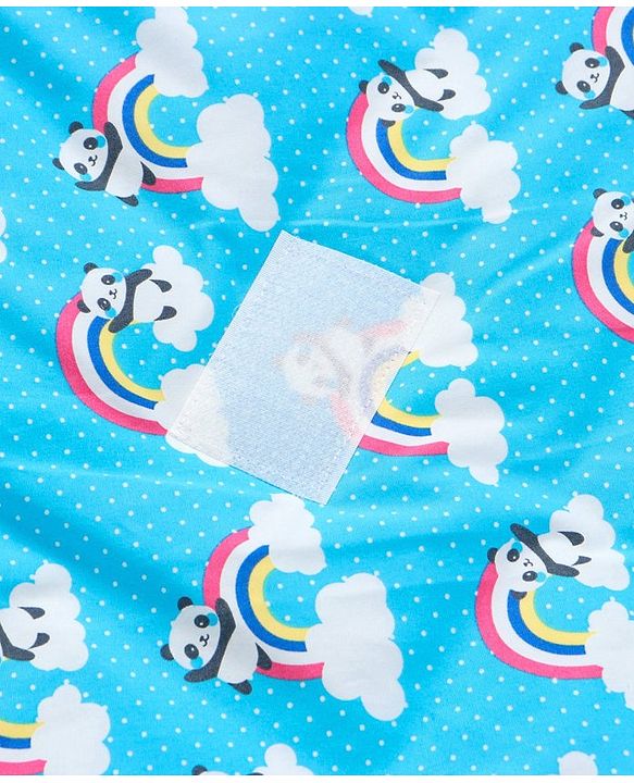 Babyhug 100% Cotton Hooded Quilted Wrapper Panda Print - Blue