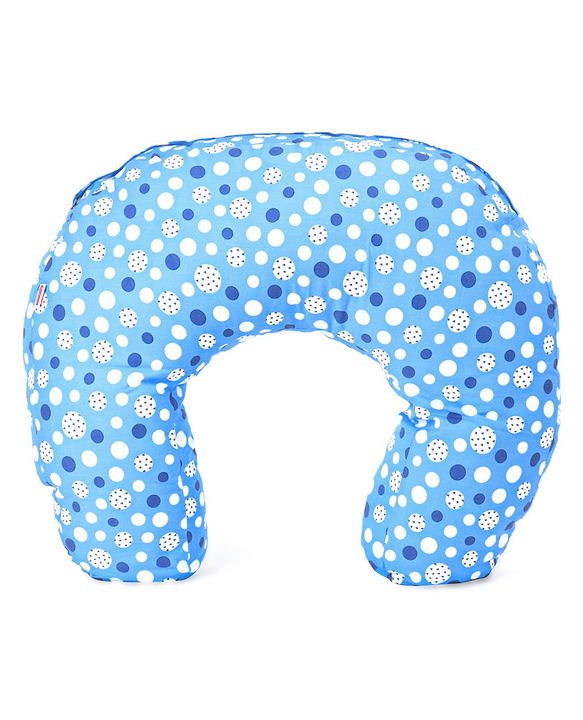 Babyhug 100% Cotton Feeding Pillow with Nursing Cape Polka Dots - Blue