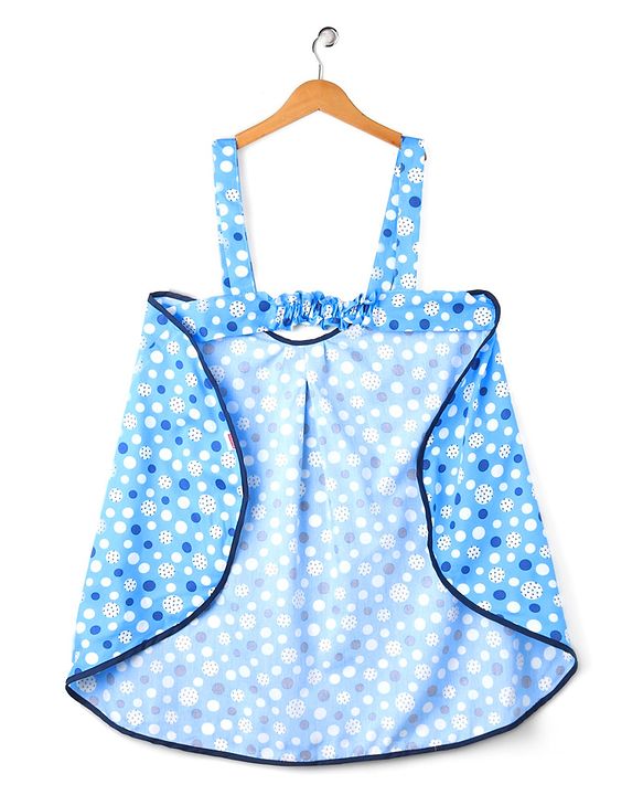 Babyhug 100% Cotton Feeding Pillow with Nursing Cape Polka Dots - Blue