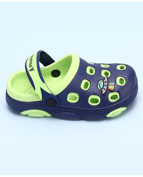 Pine Kids Clogs with Back Strap Closure & UFO Applique - Navy Blue