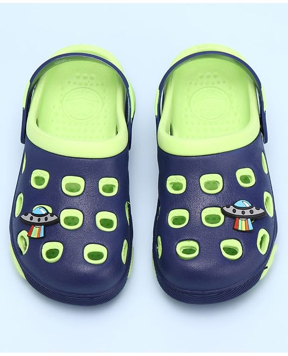 Pine Kids Clogs with Back Strap Closure & UFO Applique - Navy Blue