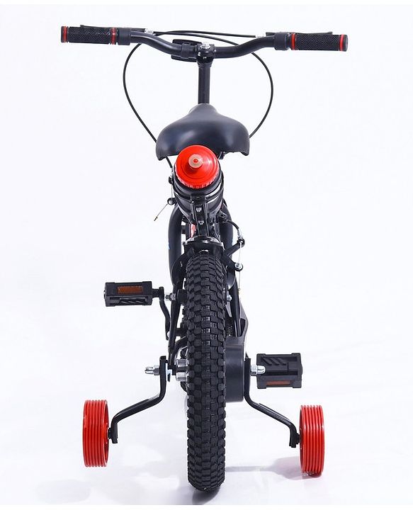 Pine Kids 14 Inch Rubber Air Tyres 99% Assembled Bicycle For Boys & Girls With Training Wheels  - Black