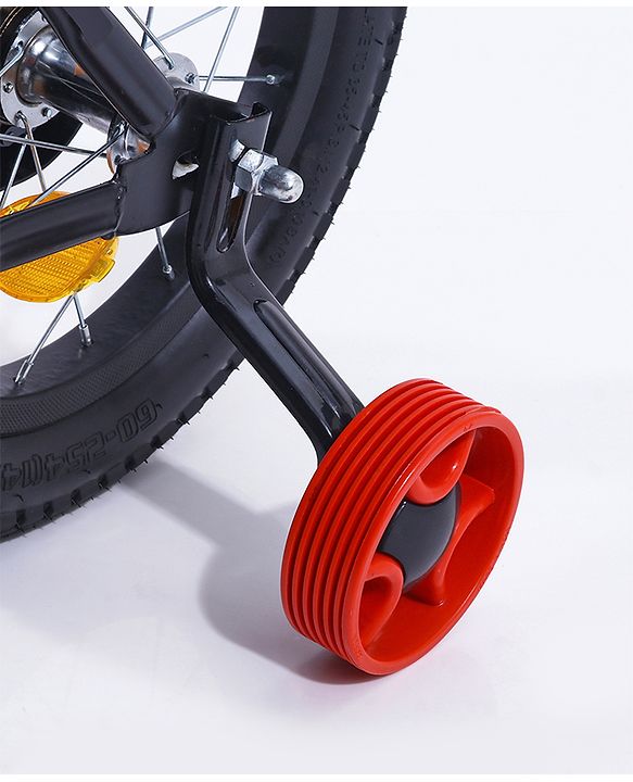Pine Kids 14 Inch Rubber Air Tyres 99% Assembled Bicycle For Boys & Girls With Training Wheels  - Black