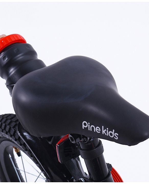 Pine Kids 14 Inch Rubber Air Tyres 99% Assembled Bicycle For Boys & Girls With Training Wheels  - Black