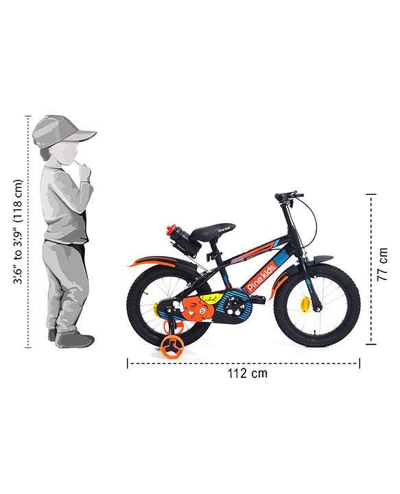 Pine Kids Rubber Air Tyres 99% Assembled Bicycle with 16 Inch Wheels -Black