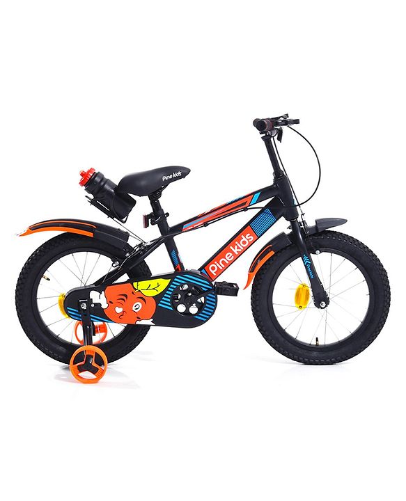 Pine Kids Rubber Air Tyres 99% Assembled Bicycle with 16 Inch Wheels -Black