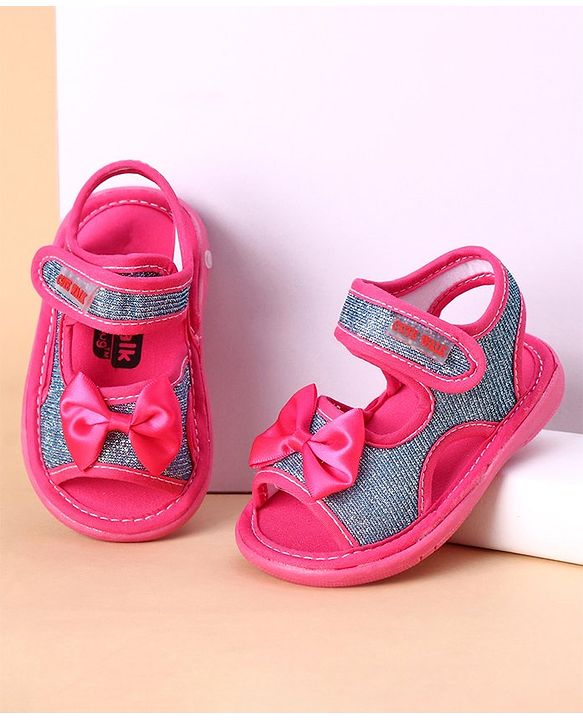Cute Walk by Babyhug Sandals Bow Applique - Dark Pink