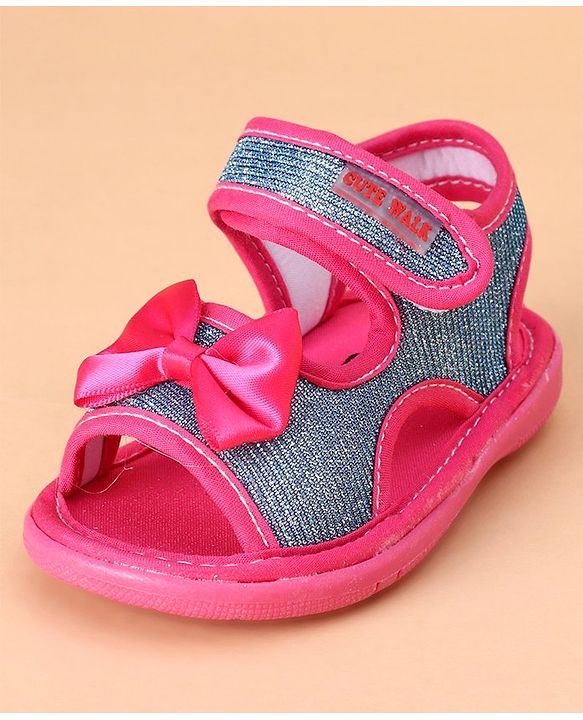 Cute Walk by Babyhug Sandals Bow Applique - Dark Pink