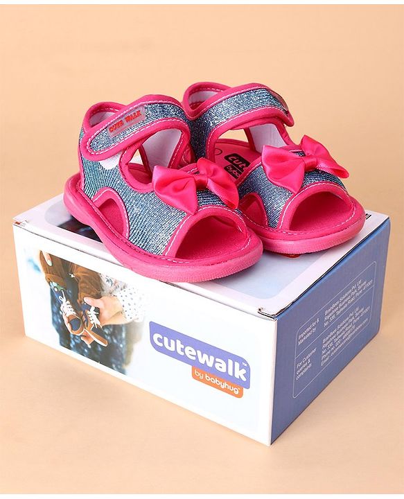 Cute Walk by Babyhug Sandals Bow Applique - Dark Pink