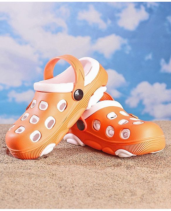 Pine Kids Clogs With Back Strap - Orange White