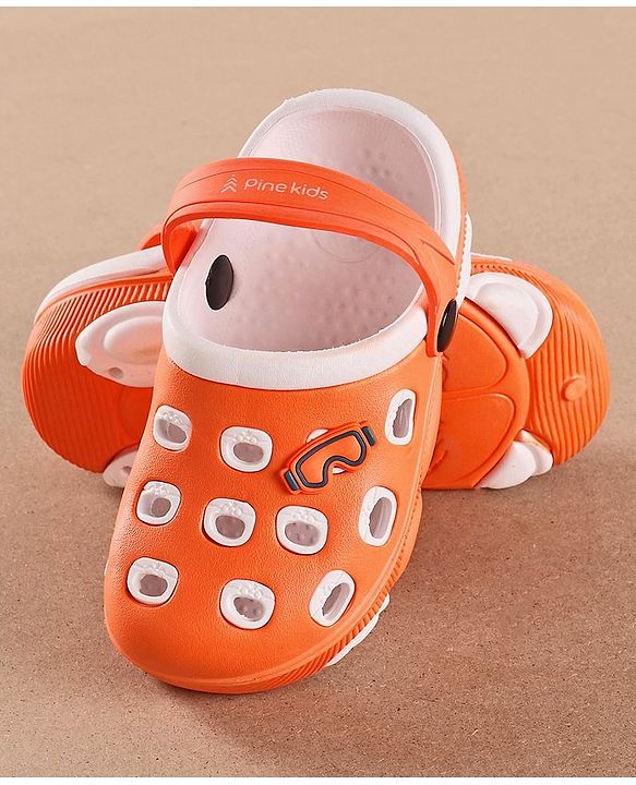 Pine Kids Clogs With Back Strap - Orange White
