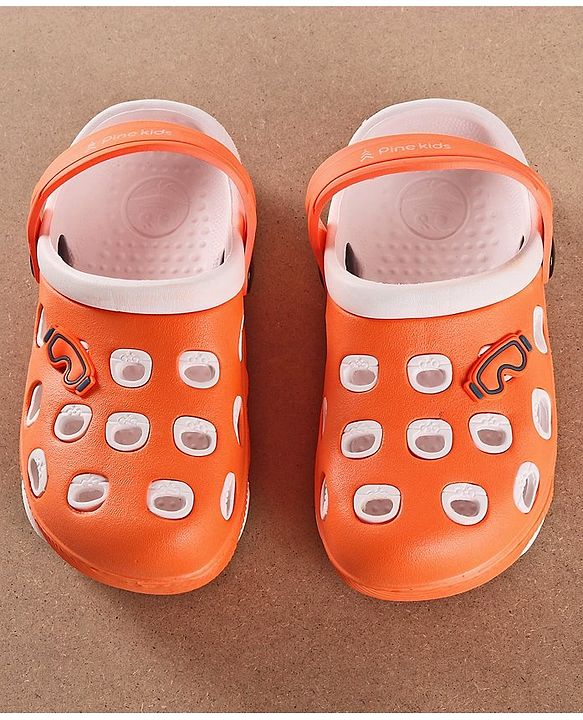 Pine Kids Clogs With Back Strap - Orange White