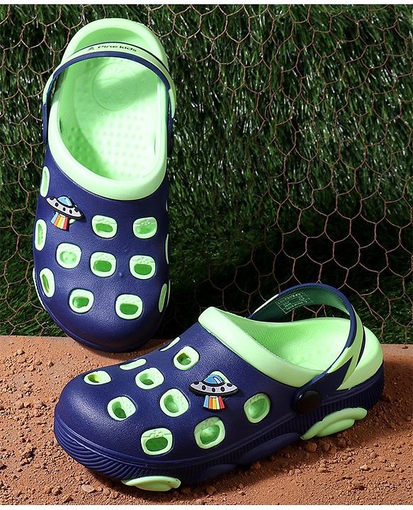 Pine Kids Clogs Spaceship Patch - Blue