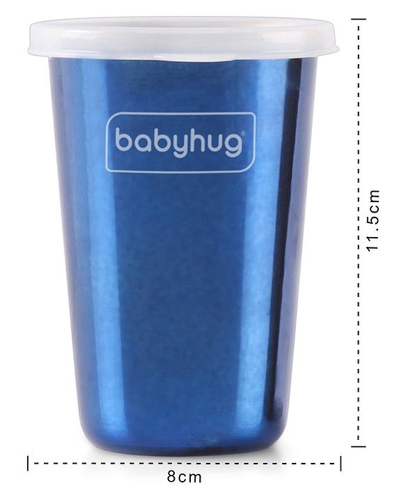 Babyhug Stainless Steel Tumbler With Airtight Lids & Straw Blue - 300 ml
