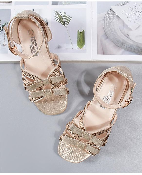 Cute Walk by Babyhug Party Wear Embellished Sandals - Bronze