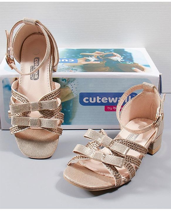 Cute Walk by Babyhug Party Wear Embellished Sandals - Bronze