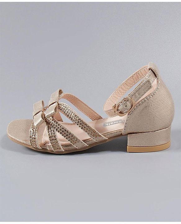 Cute Walk by Babyhug Party Wear Embellished Sandals - Bronze