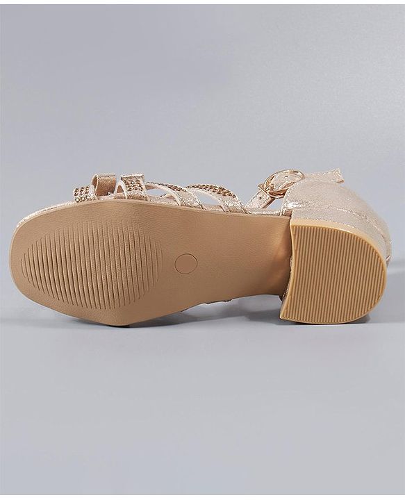 Cute Walk by Babyhug Party Wear Embellished Sandals - Bronze