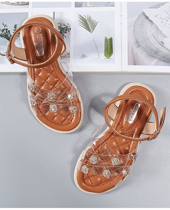 Cute Walk by Babyhug Party Wear Sandals - Brown