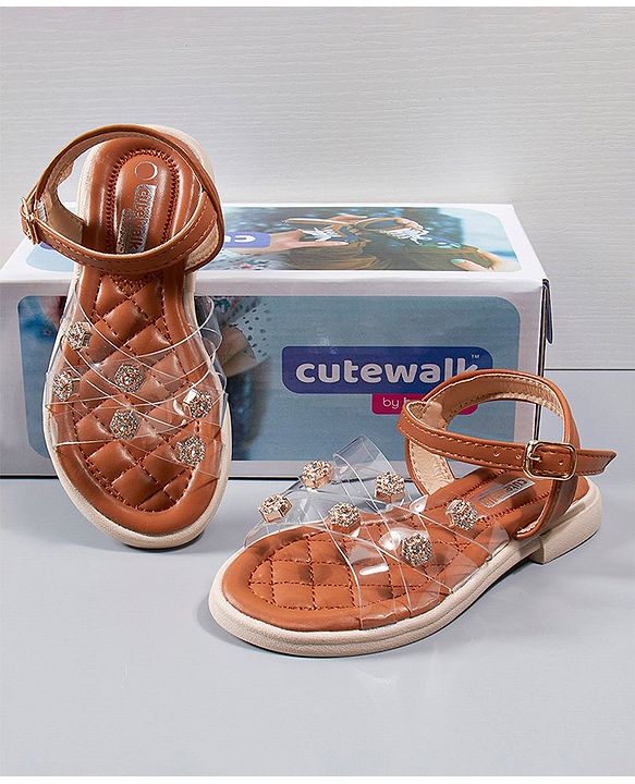 Cute Walk by Babyhug Party Wear Sandals - Brown