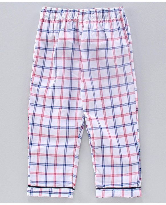 Babyhug Full Sleeves Night Suit Checks - White