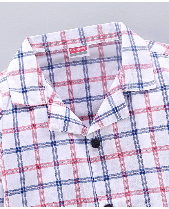 Babyhug Full Sleeves Night Suit Checks - White