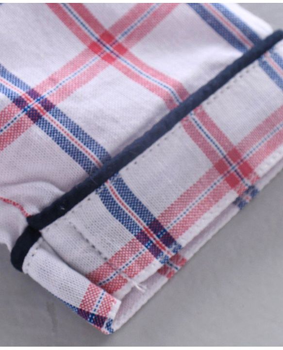 Babyhug Full Sleeves Night Suit Checks - White