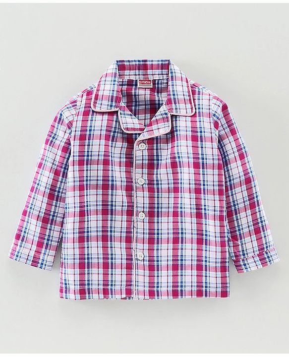 Babyhug Full Sleeves Woven Checked Night Suit - Multicolor