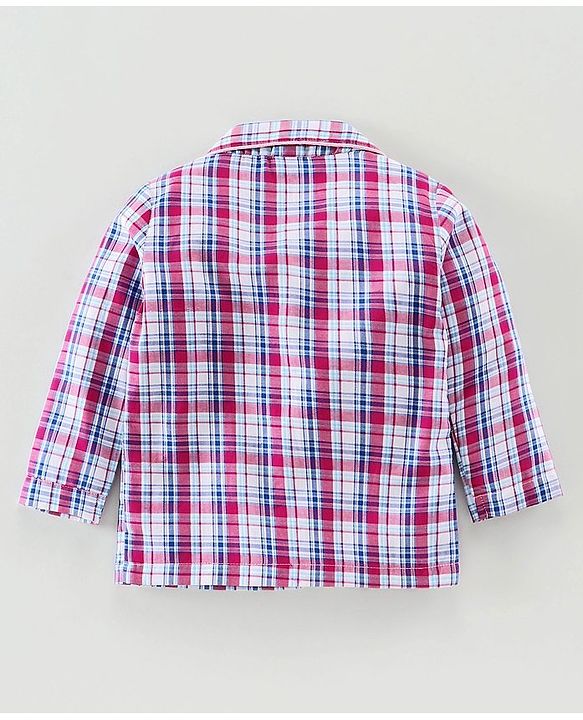 Babyhug Full Sleeves Woven Checked Night Suit - Multicolor