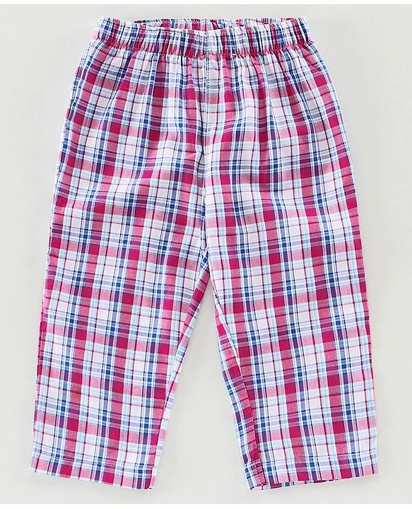 Babyhug Full Sleeves Woven Checked Night Suit - Multicolor