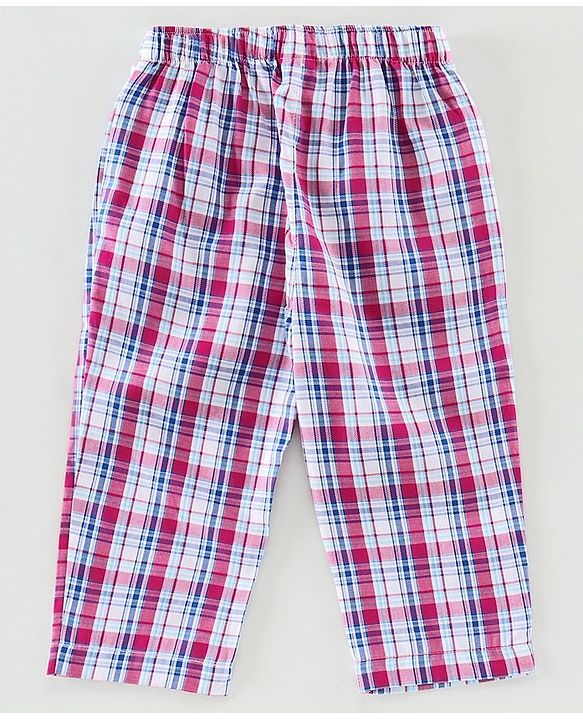 Babyhug Full Sleeves Woven Checked Night Suit - Multicolor