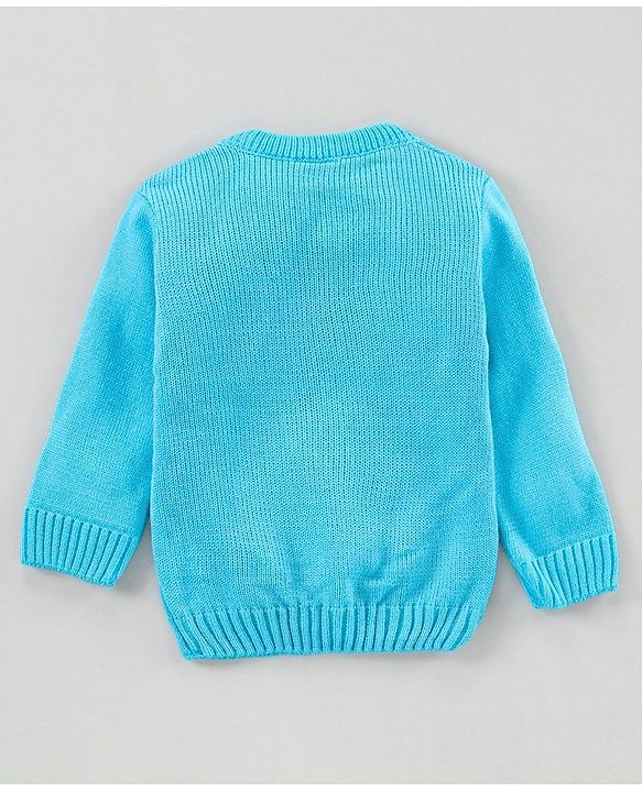 Babyhug Full Sleeves Pull Over Sweater With Pant Penguin Design - Blue