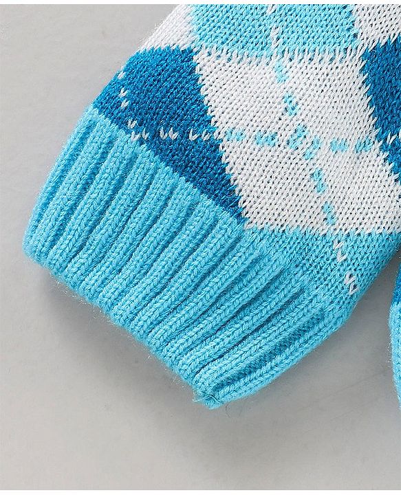 Babyhug Full Sleeves Intarsia Knitted Sweater Set - Blue