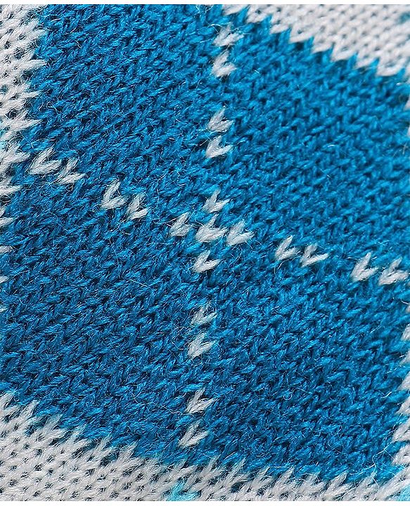 Babyhug Full Sleeves Intarsia Knitted Sweater Set - Blue