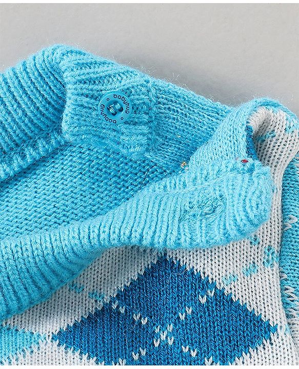 Babyhug Full Sleeves Intarsia Knitted Sweater Set - Blue