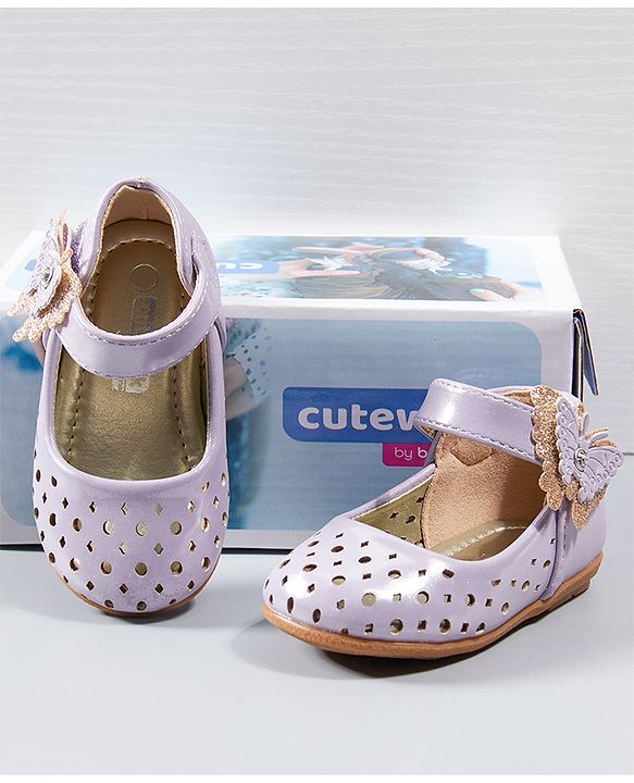Cute Walk by Babyhug Belly Shoes Butterfly Applique - Purple