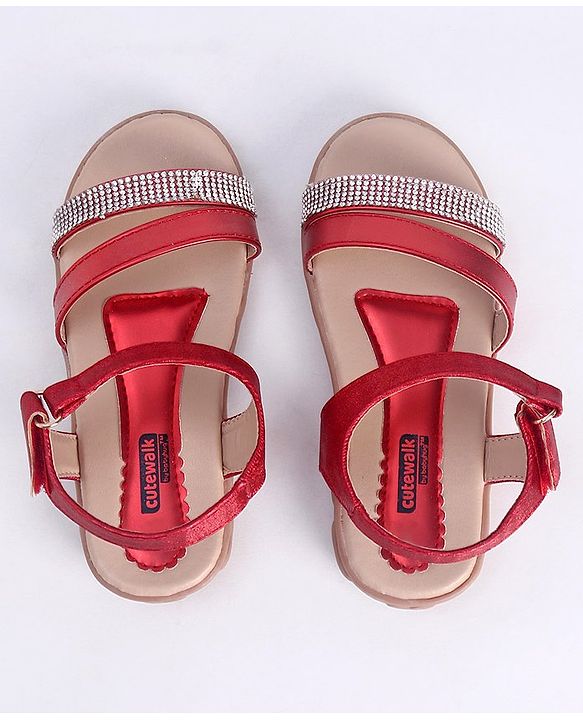 Cute Walk by Babyhug Sandals With Studded Band - Red
