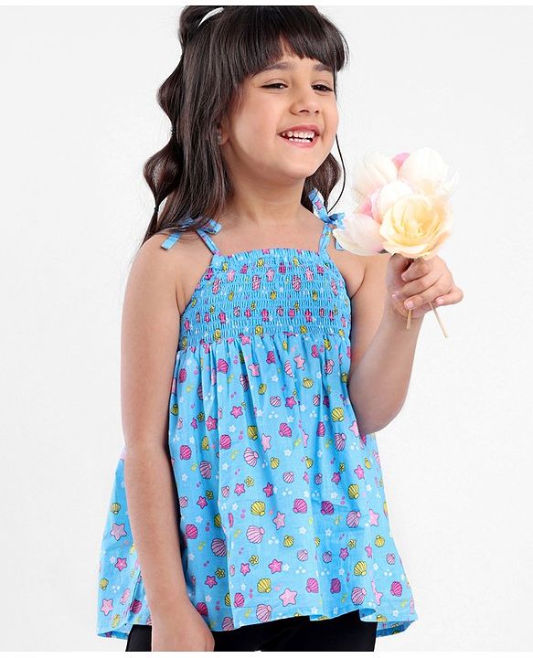 Babyhug Singlet Sleeveless Printed Top - Blue