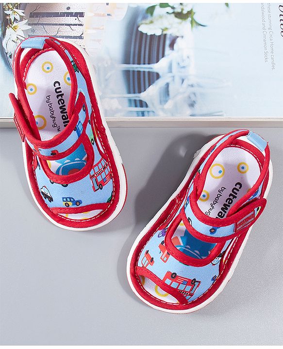 Cute Walk by Babyhug Sandals Vehicle Print - Red